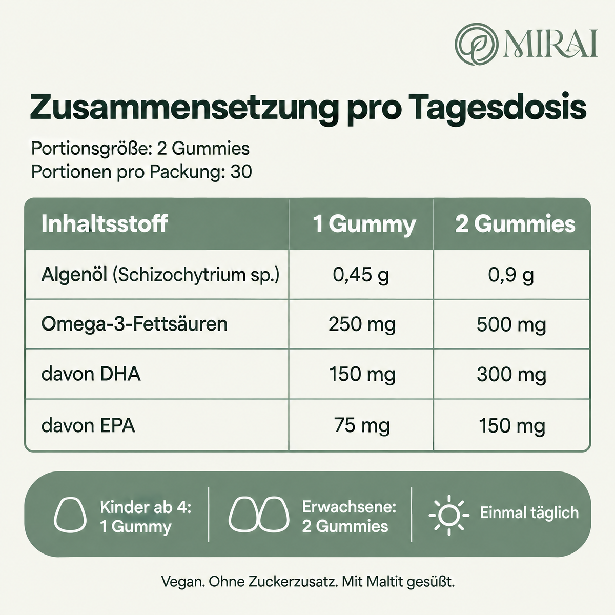 Mirai Omega-3 Algenöl Gummies