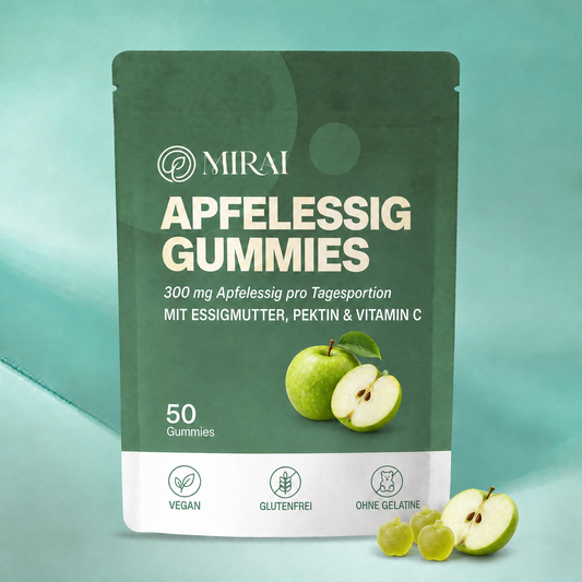 Mirai Apfelessig Gummies Beutel mit 50 veganen Fruchtgummis, 300 mg Apfelessig mit Essigmutter pro Tagesportion
