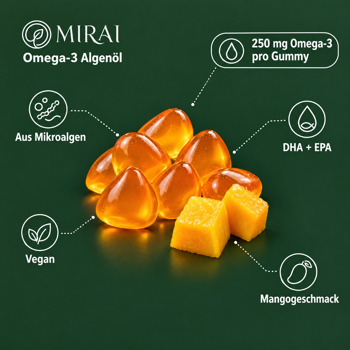 Mirai Omega-3 Algenöl Gummies